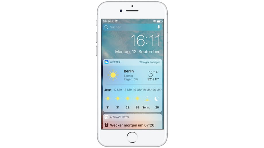 Der Sperrbildschirm von iOS 10 bietet deutlich mehr Möglichkeiten.
