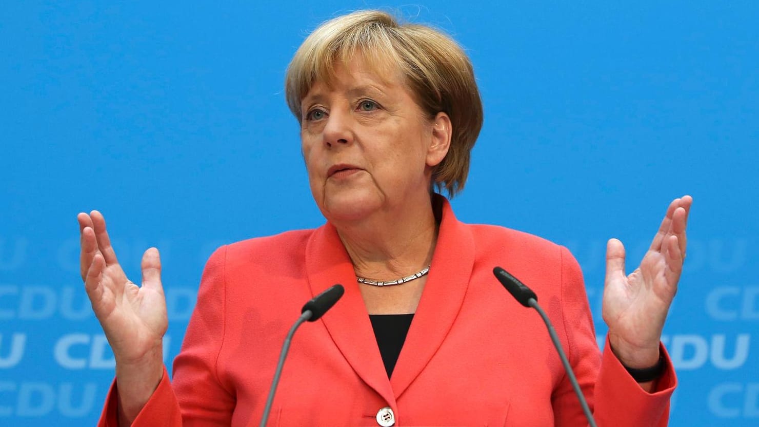 Angela Merkel bei ihrem Statement in Berlin.