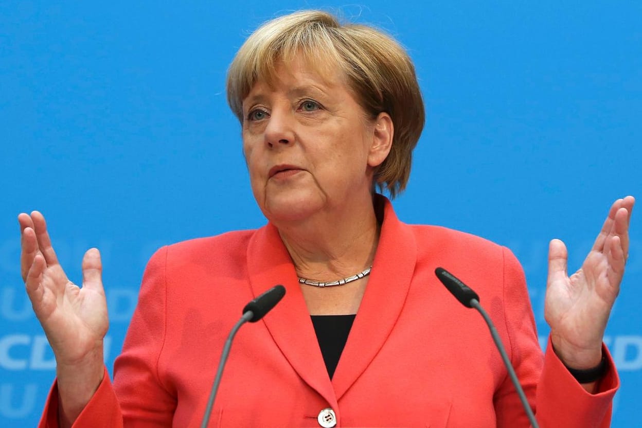 Angela Merkel bei ihrem Statement in Berlin.