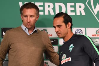 Frank Baumann (li.), Werder Bremens Geschäftsführer Sport, und Interims-Coach Alexander Nouri.