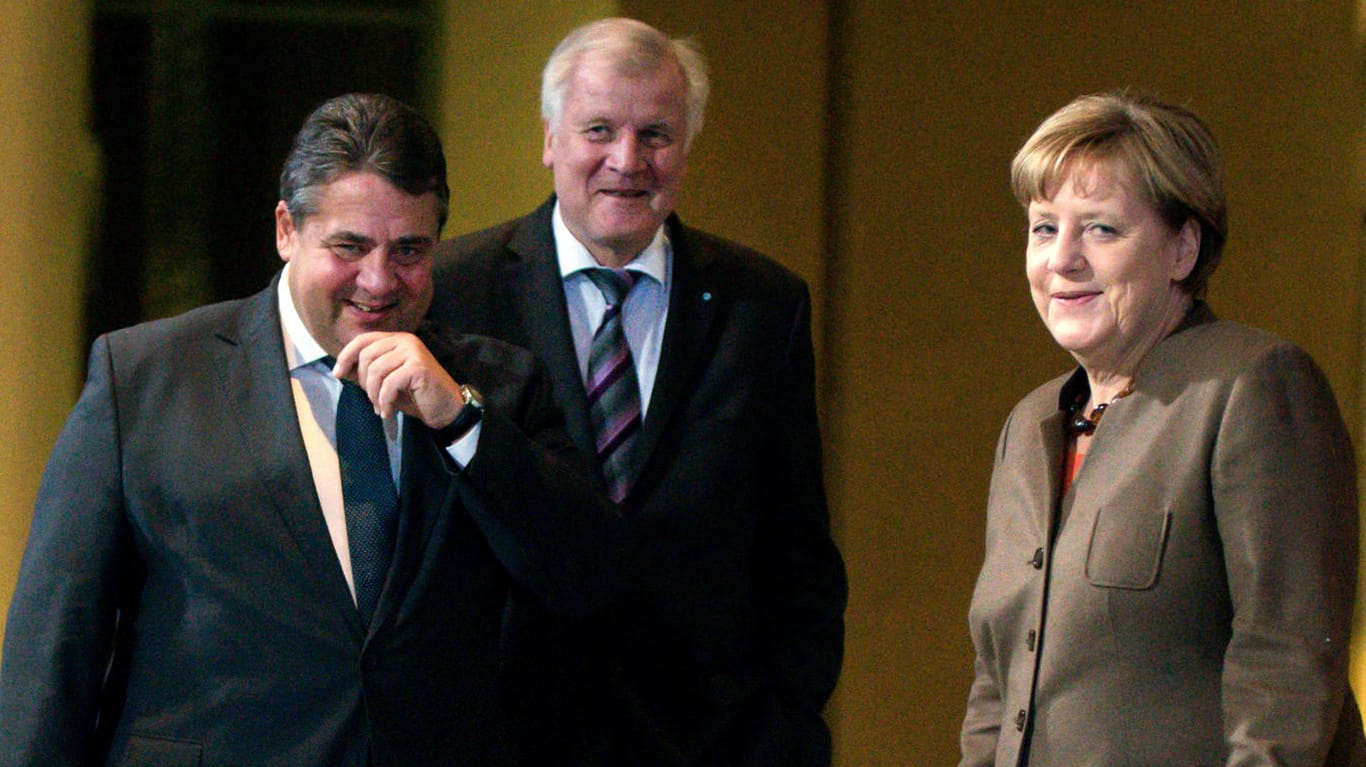 Gabriel, Seehofer und Merkel wollen auf der Suche nach einer Gauck-Nachfolge gemeinsame Sache machen.