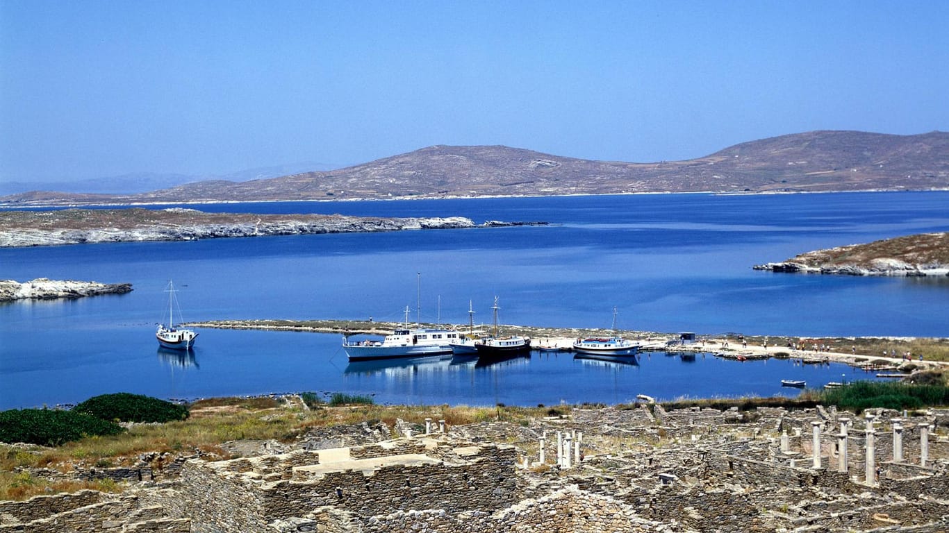 Blick über die Insel Delos.