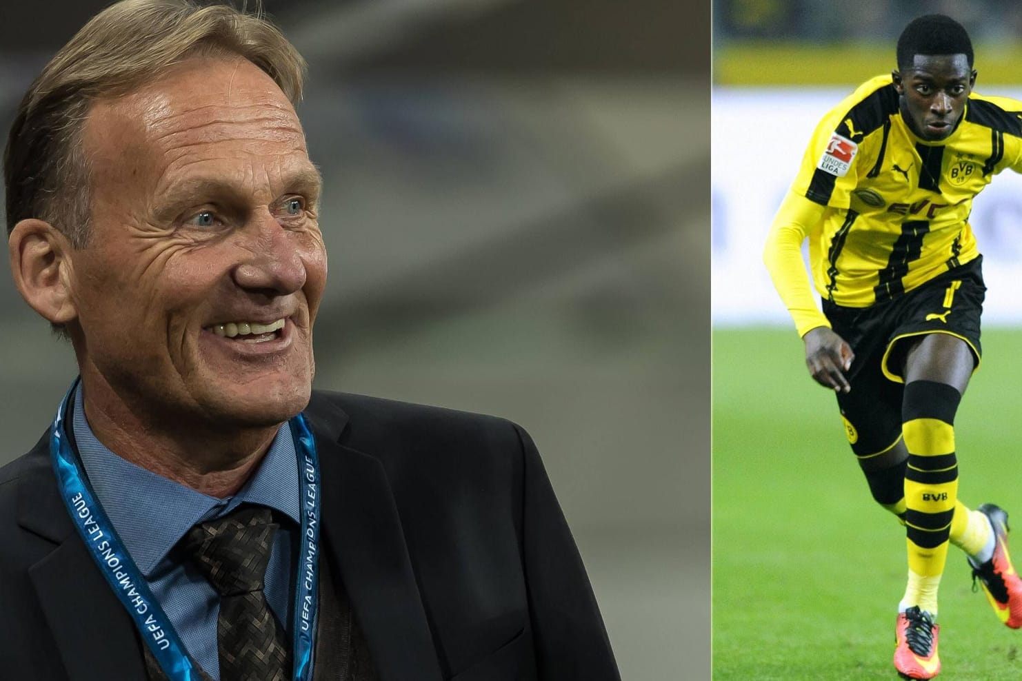 BVB-Boss Watzke (links) kann sich freuen: Neuzugang Dembélé ist voll eingeschlagen.