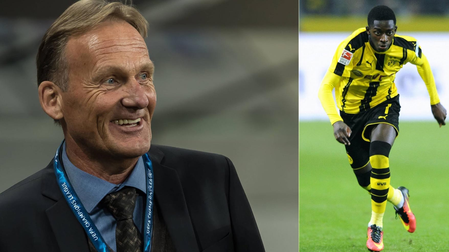 BVB-Boss Watzke (links) kann sich freuen: Neuzugang Dembélé ist voll eingeschlagen. BVB-Boss Watzke (links) kann sich freuen: Neuzugang Dembélé ist voll eingeschlagen.