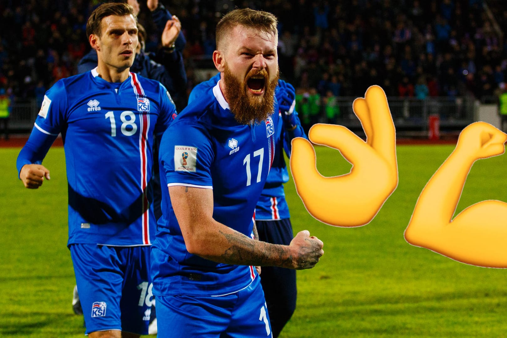 Und sie jubeln wieder: Islands Kapitän Aron Einar Gunnarssonlässt den Wikinger raushängen.