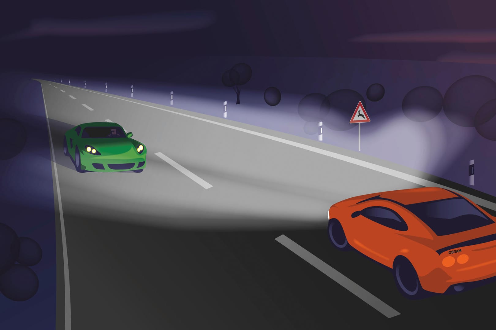 Der neue LED-Scheinwerfers leuchtet beide Fahrbahnen vollkommen aus, ohne den Gegenverkehr zu blenden.