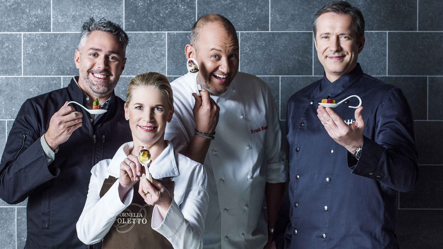 Auftakt zur vierten Staffel von "The Taste" mit den Juroren Roland Trettl, Cornelia Poletto, Frank Rosin und Alexander Herrmann (v.l.).