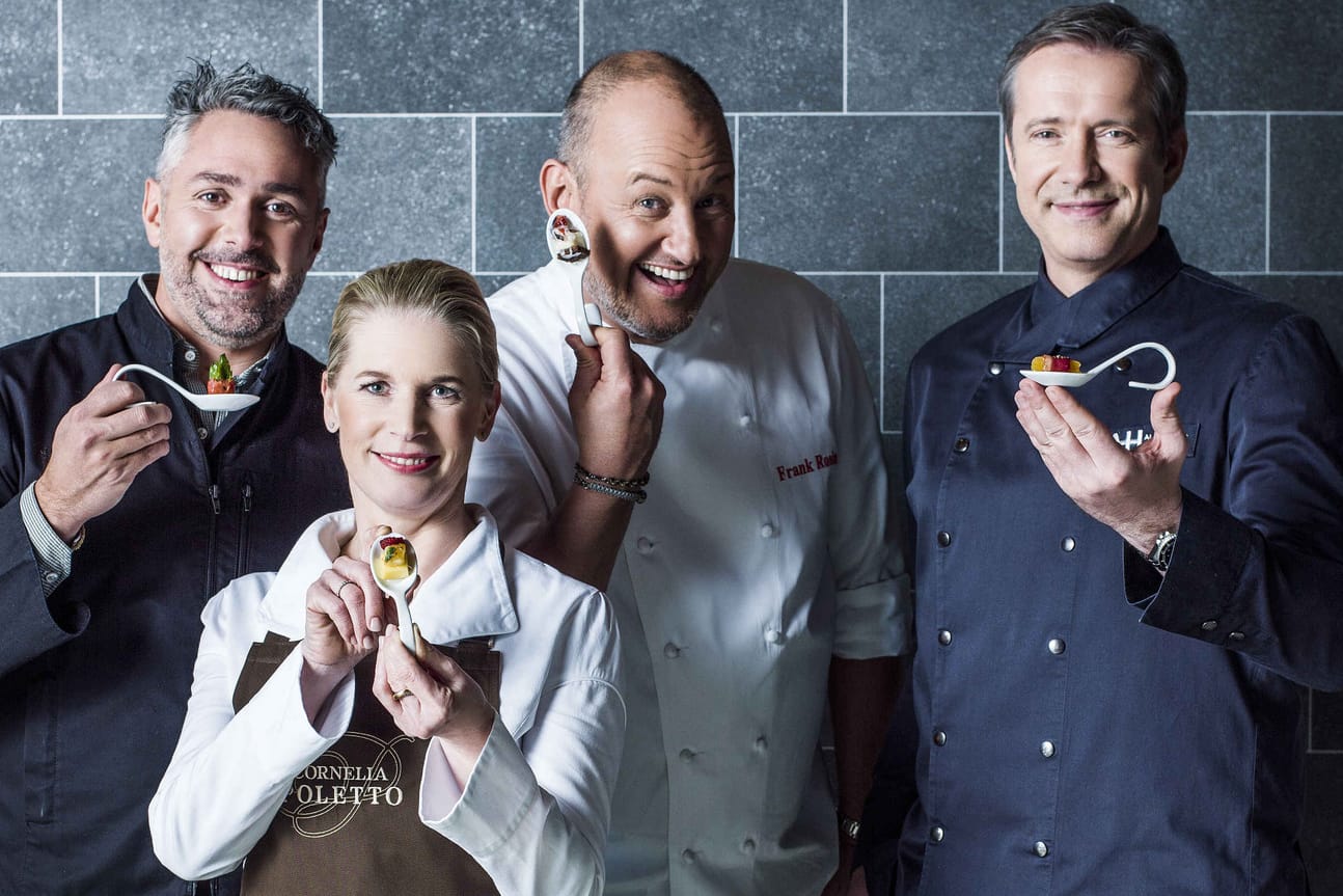 Auftakt zur vierten Staffel von "The Taste" mit den Juroren Roland Trettl, Cornelia Poletto, Frank Rosin und Alexander Herrmann (v.l.).