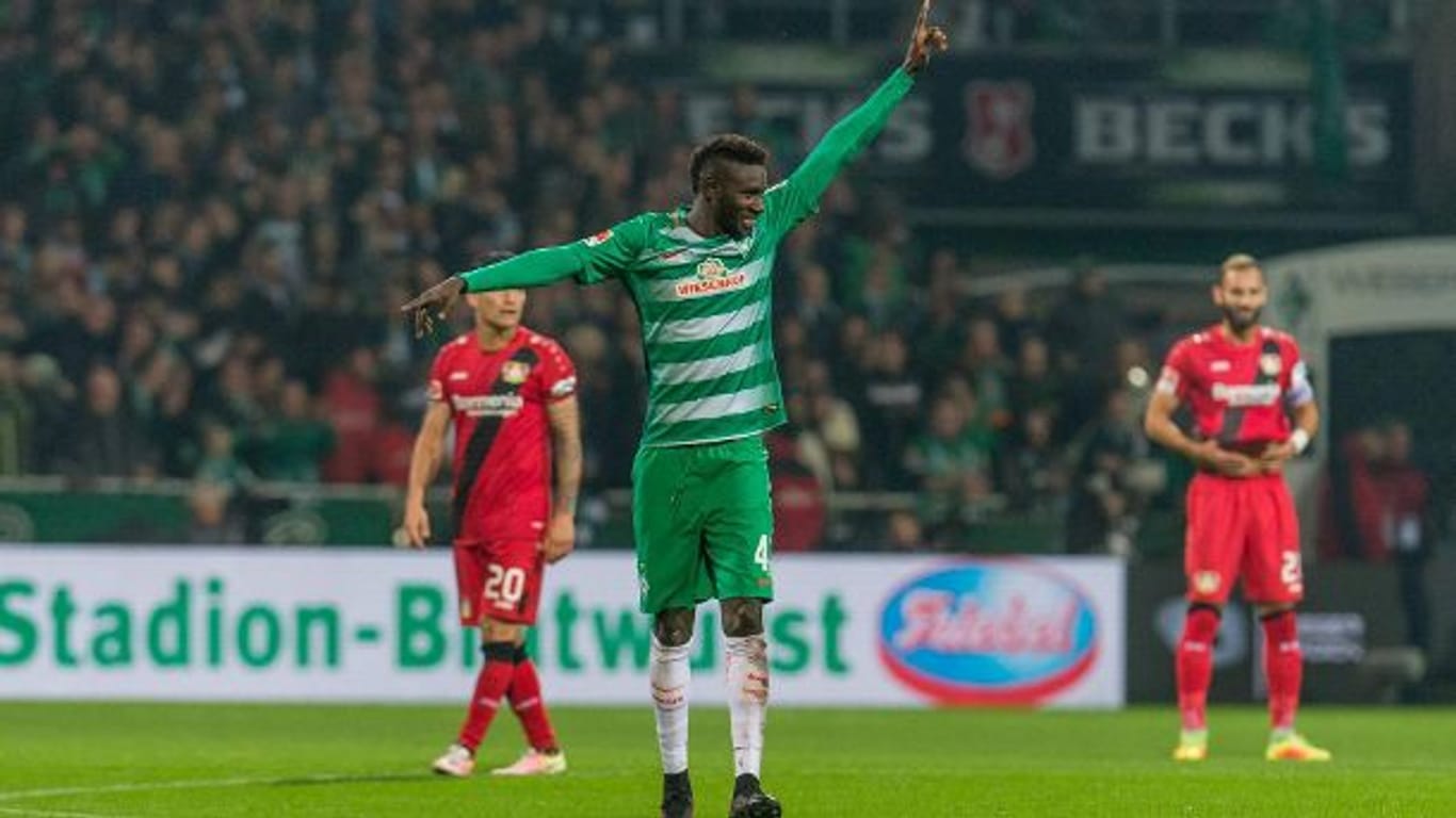 Ousman Manneh von Werder Bremen bejubelt seinen Treffer zum 2:1 gegen Leverkusen.