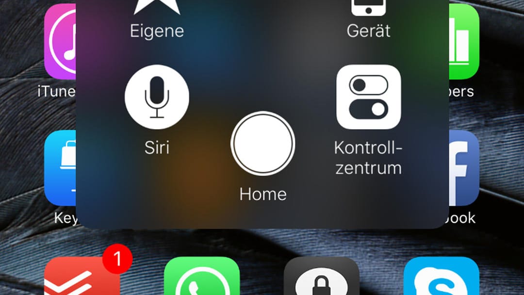 AssistiveTouch stellt einen virtuellen Home-Knopf mit mehreren Funktionen zur Verfügung.