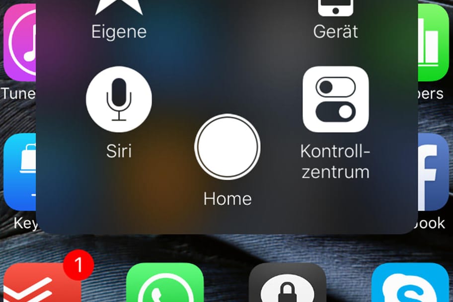 AssistiveTouch stellt einen virtuellen Home-Knopf mit mehreren Funktionen zur Verfügung.