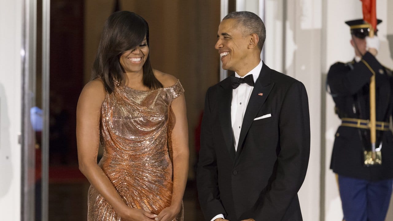 Michelle und Barack Obama beim Empfang im Weißen Haus.