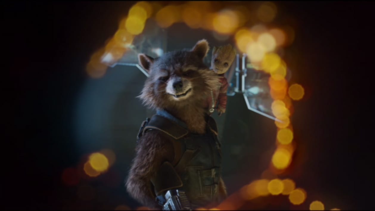 Freuen sich auf Teil zwei der "Guardians of the Galaxy": Rocket (groß) und Groot (klein).