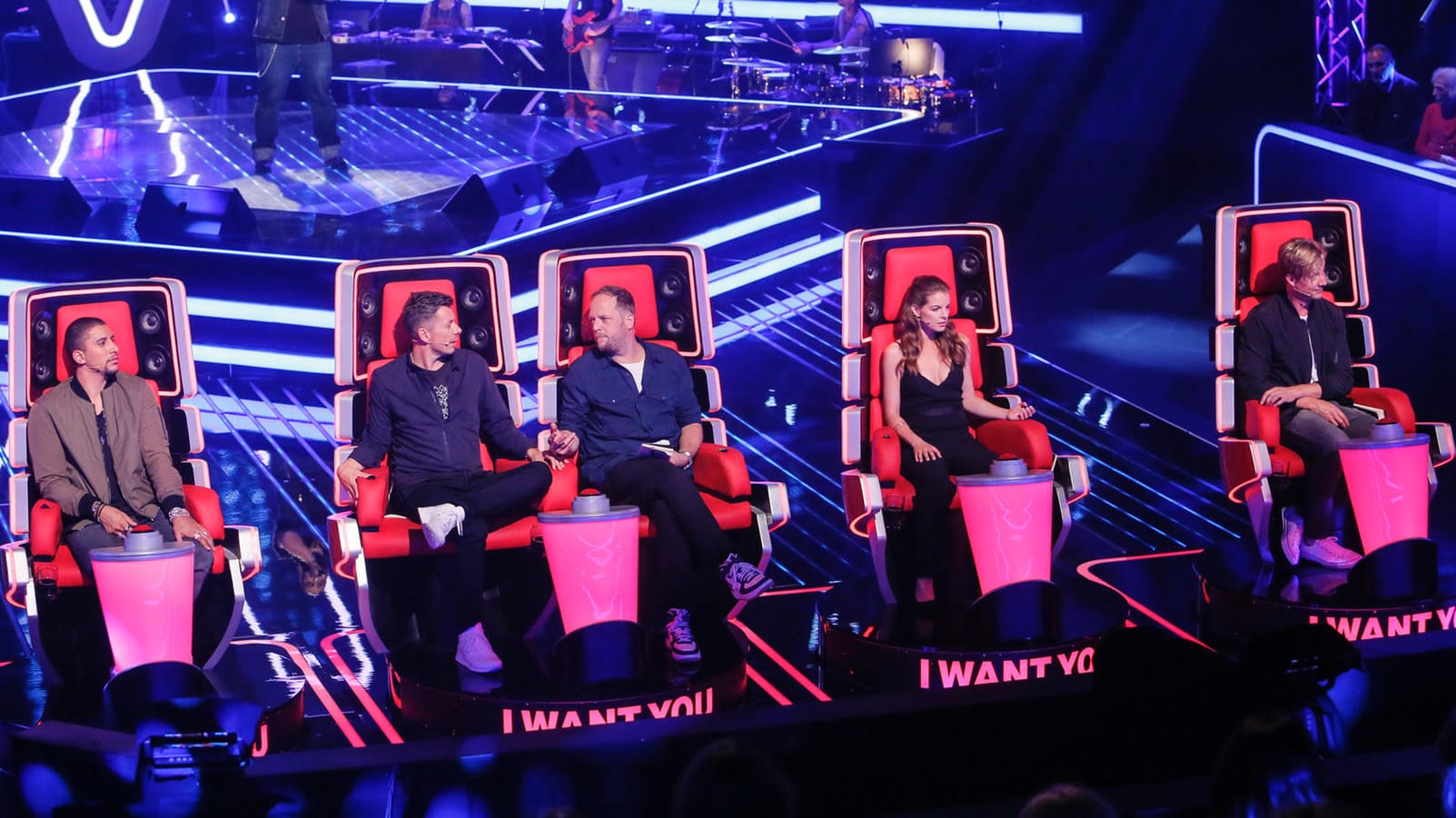 Die Coaches von "The Voice of Germany" (l-r): Andreas Bourani, Michi Beck, Smudo, Yvonne Catterfeld und Samu Haber.