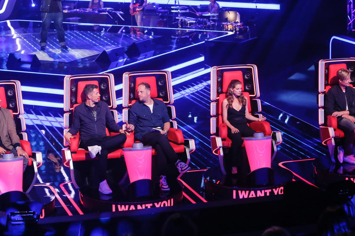 Die Coaches von "The Voice of Germany" (l-r): Andreas Bourani, Michi Beck, Smudo, Yvonne Catterfeld und Samu Haber.