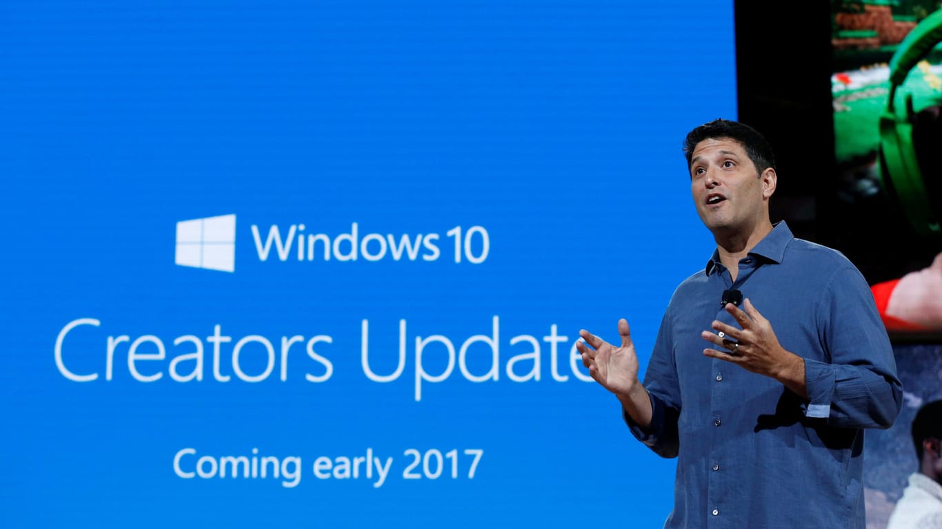 Windows-Chef Terry Myerson bei der Vorstellung des nächsten großen Updates für Windows 10 in New York.