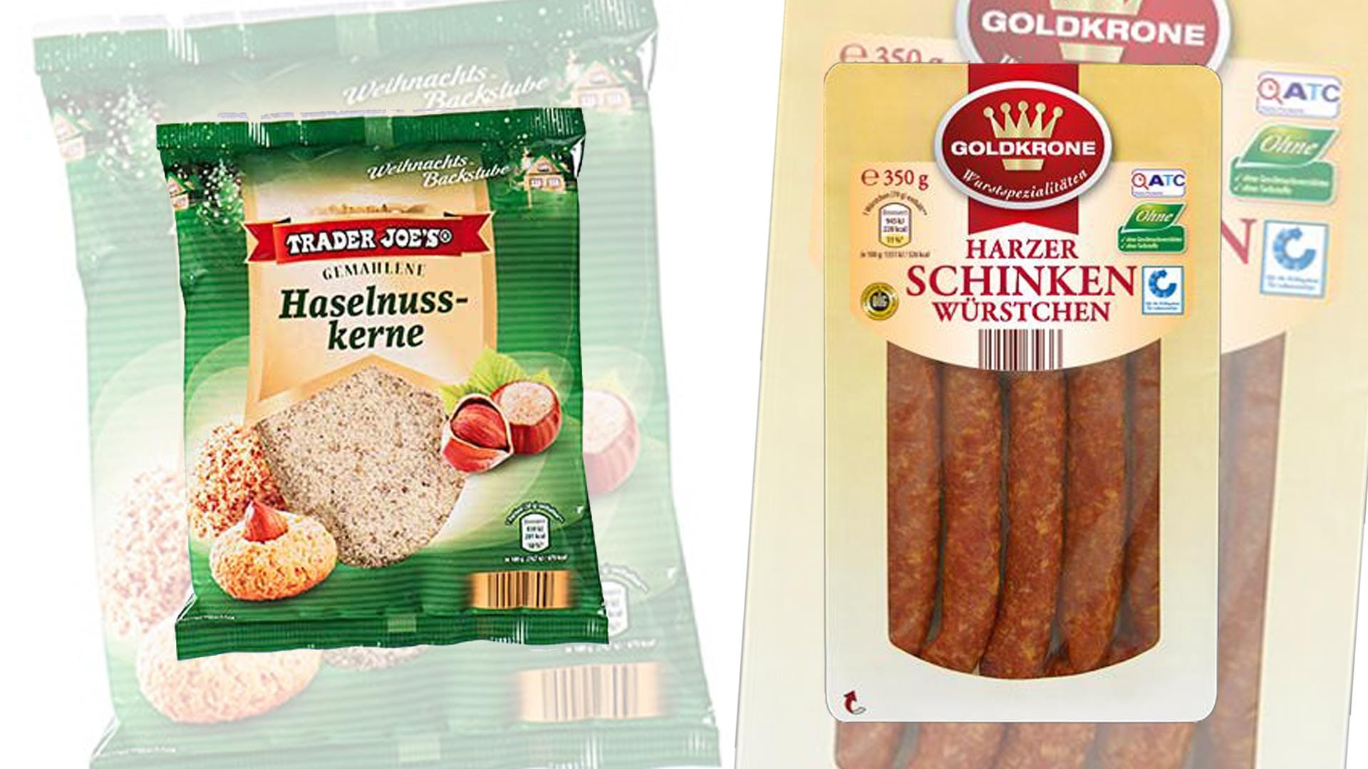 Sowohl gemahlene Haselnüsse als auch Schinkenwurst wurden von jeweiligen Hersteller zurückgerufen.