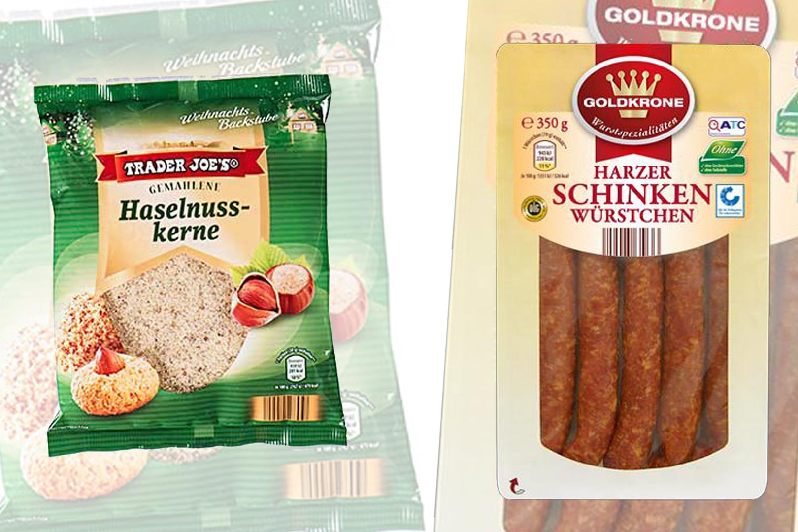 Sowohl gemahlene Haselnüsse als auch Schinkenwurst wurden von jeweiligen Hersteller zurückgerufen.