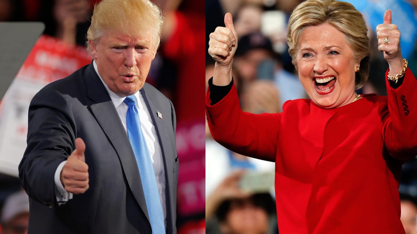 Donald Trump und Hillary Clinton verströmen bei ihren letzten Wahlkampfauftritten noch einem Siegesgewissheit.