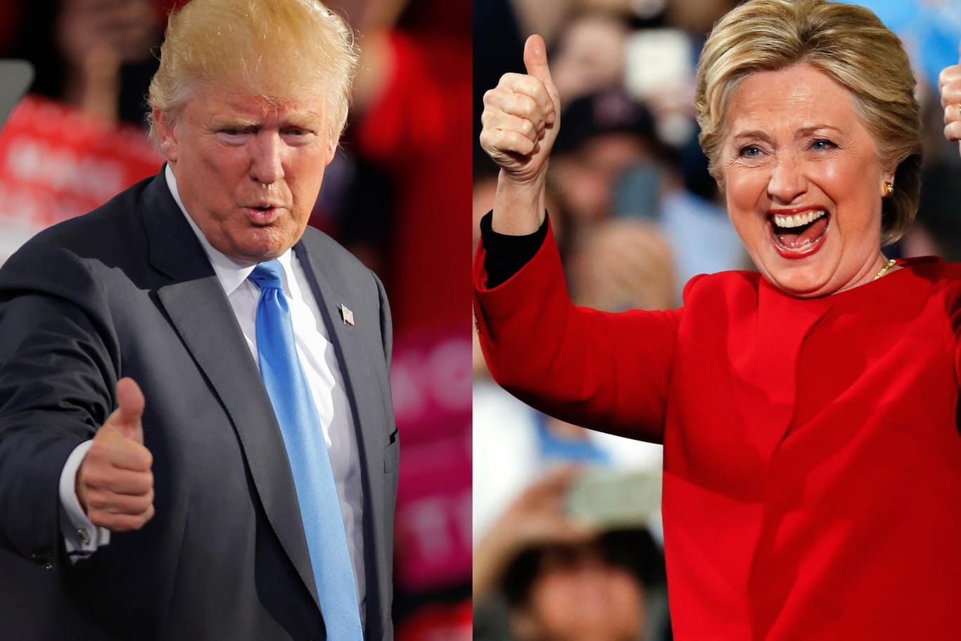Donald Trump und Hillary Clinton verströmen bei ihren letzten Wahlkampfauftritten noch einem Siegesgewissheit.