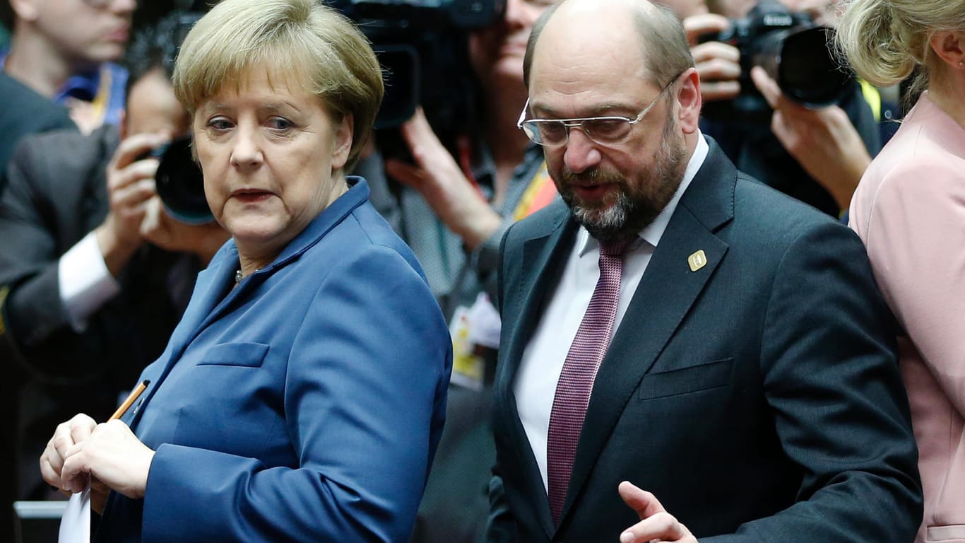 Angela Merkel und Martin Schulz in Brüssel.