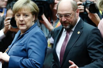 Angela Merkel und Martin Schulz in Brüssel.