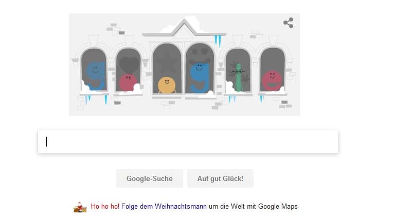 Das Google Doodle wünscht frohe Weihnachtsfeiertage.