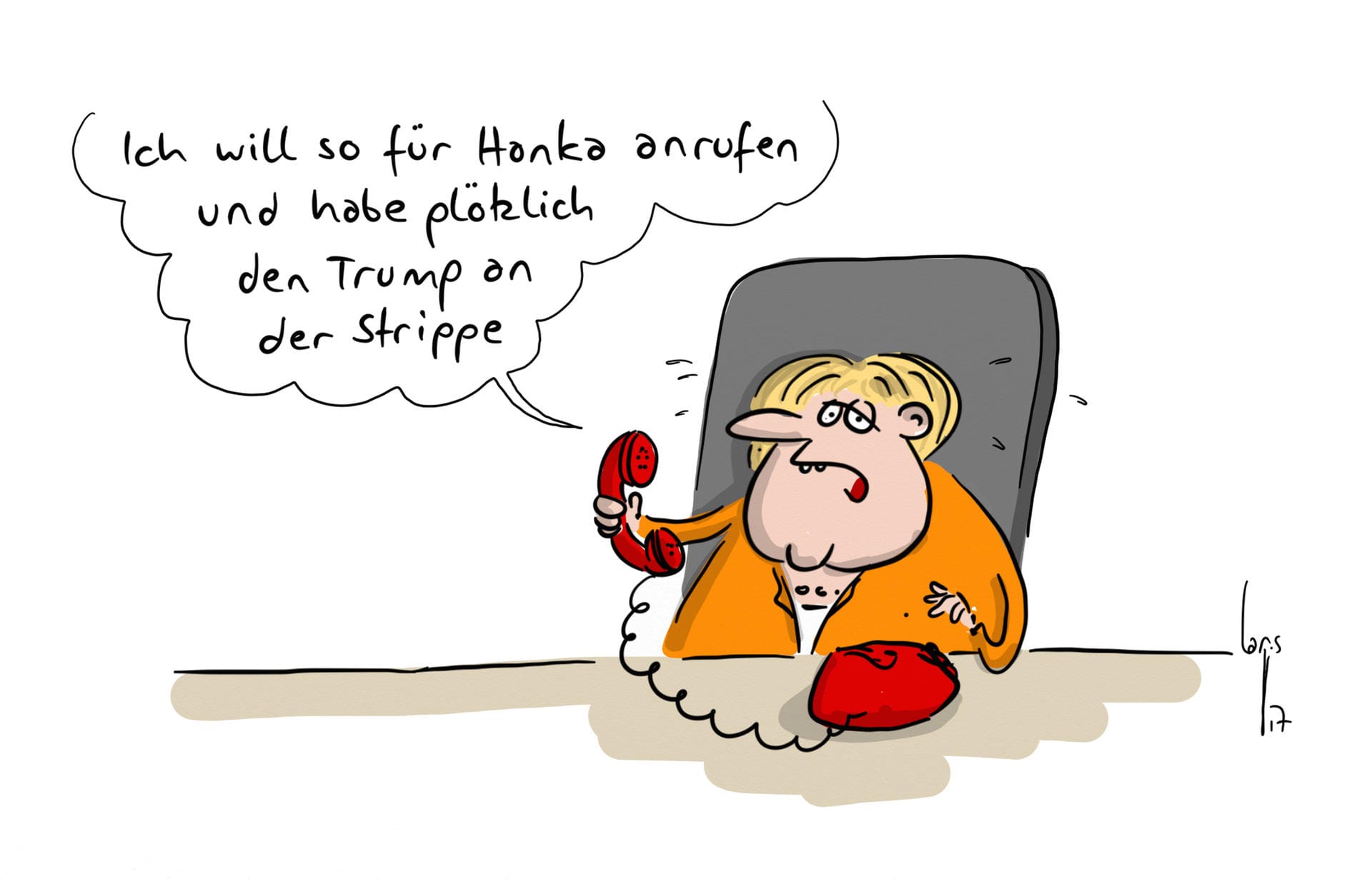Kanzlerin Merkel hat plötzlich US-Präsident Trump am Hörer.