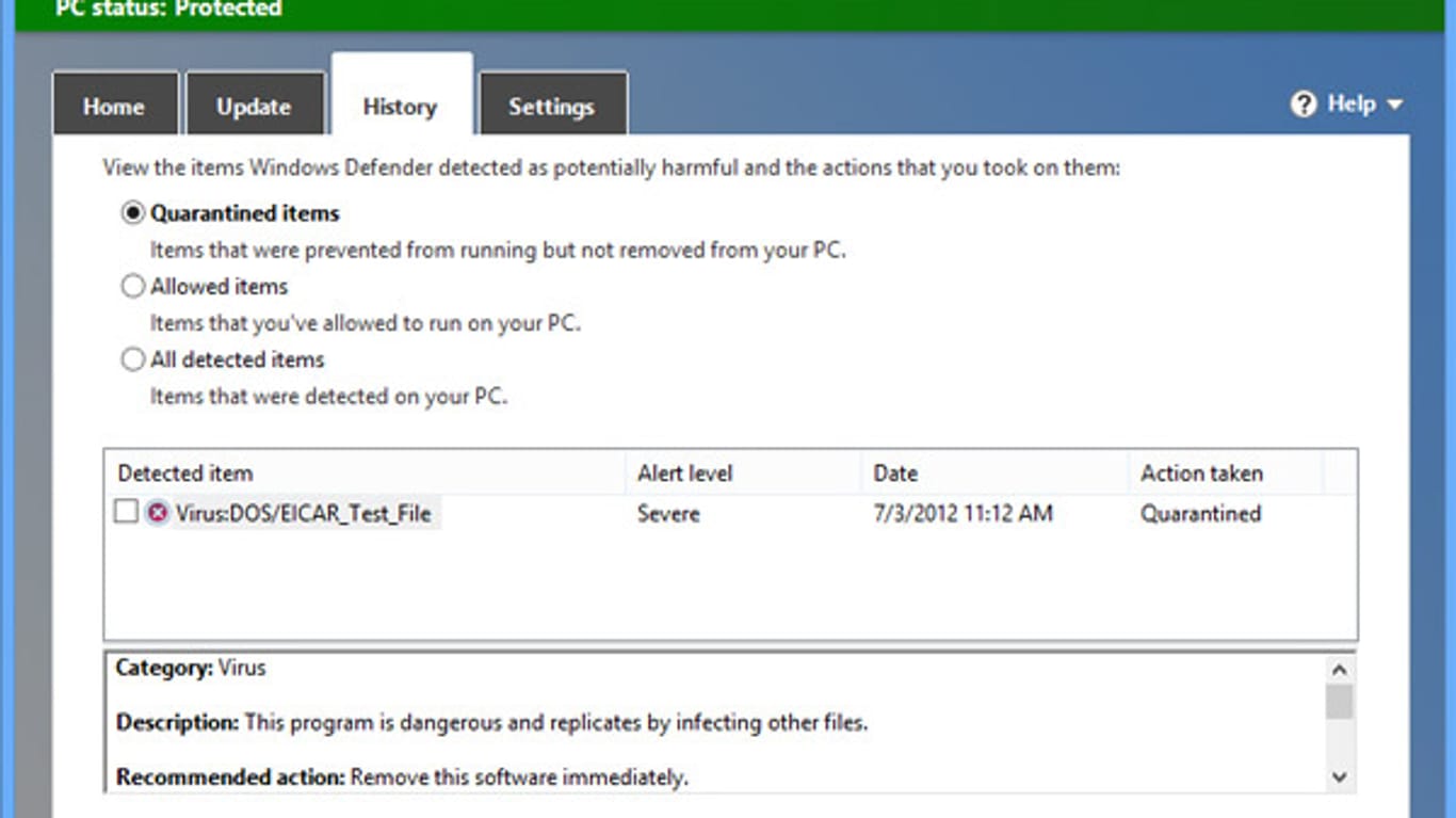 Nicht empfehlenswert ist der Windows Defender, aber immer noch besser als gar keine Schutzsoftware