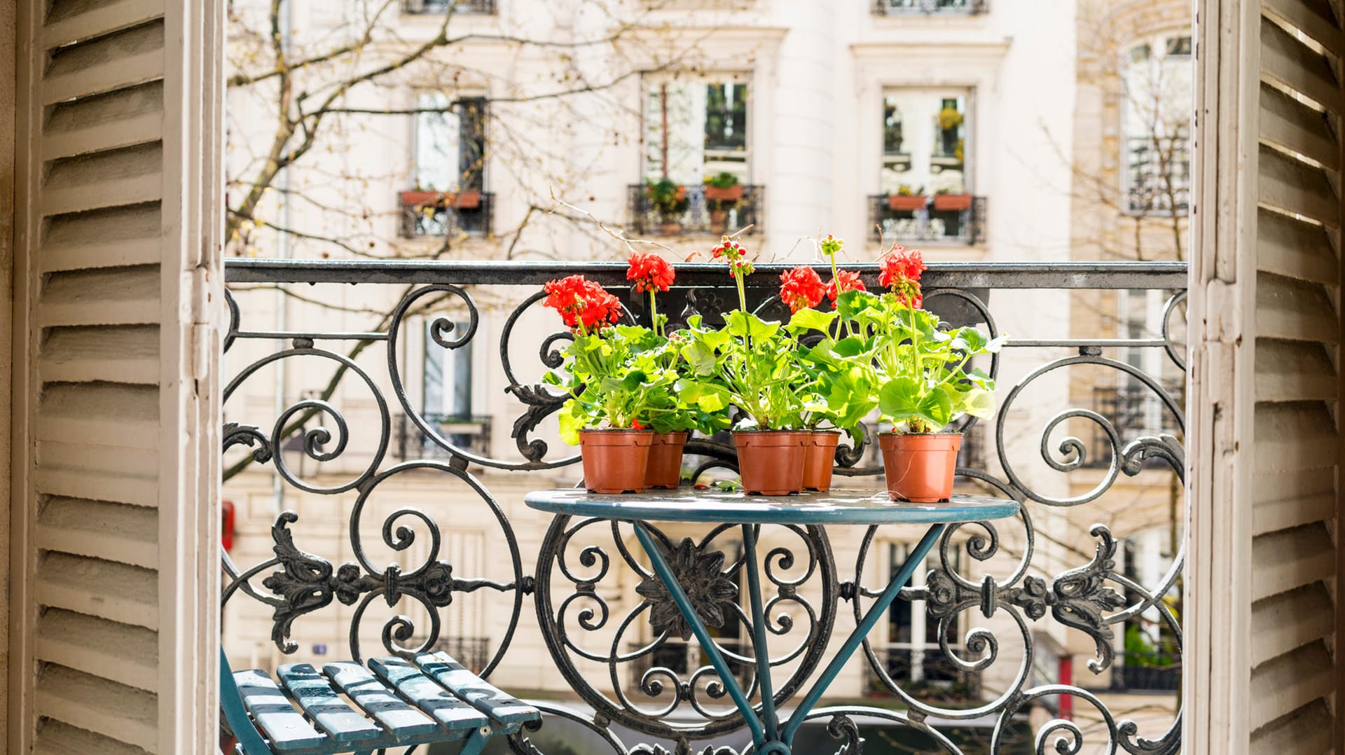 Balkon mit Blumen