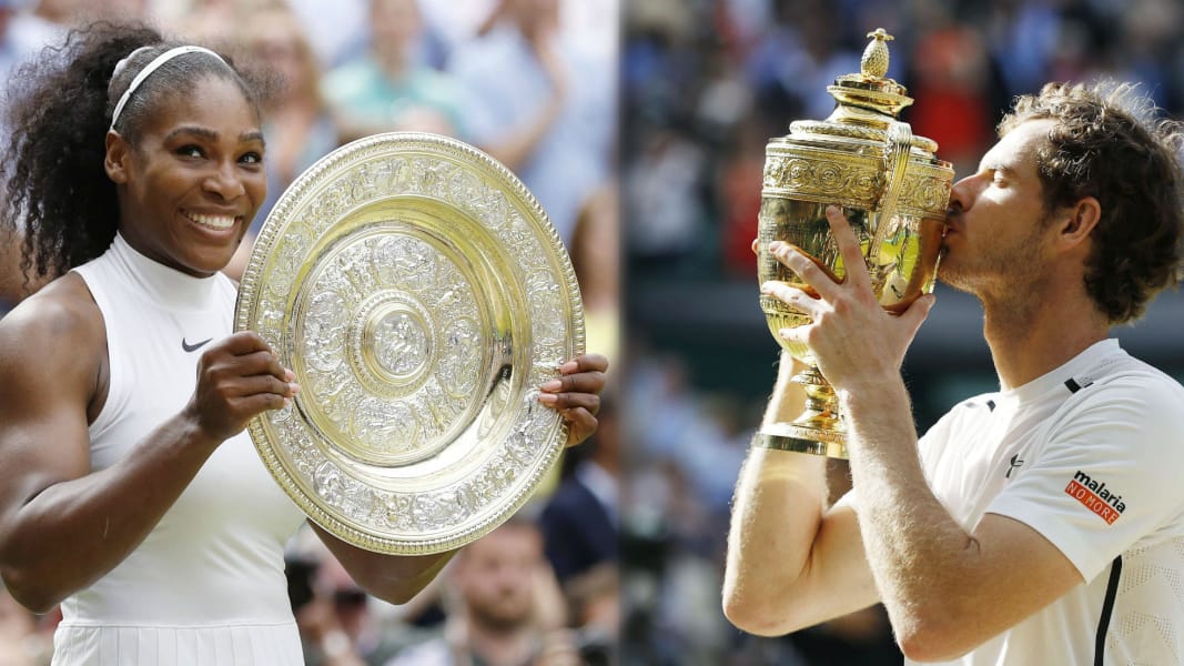 Die aktuellen Titelverteidiger im Damen- und Herreneinzel: Serena Williams (l.) und Andy Murray.