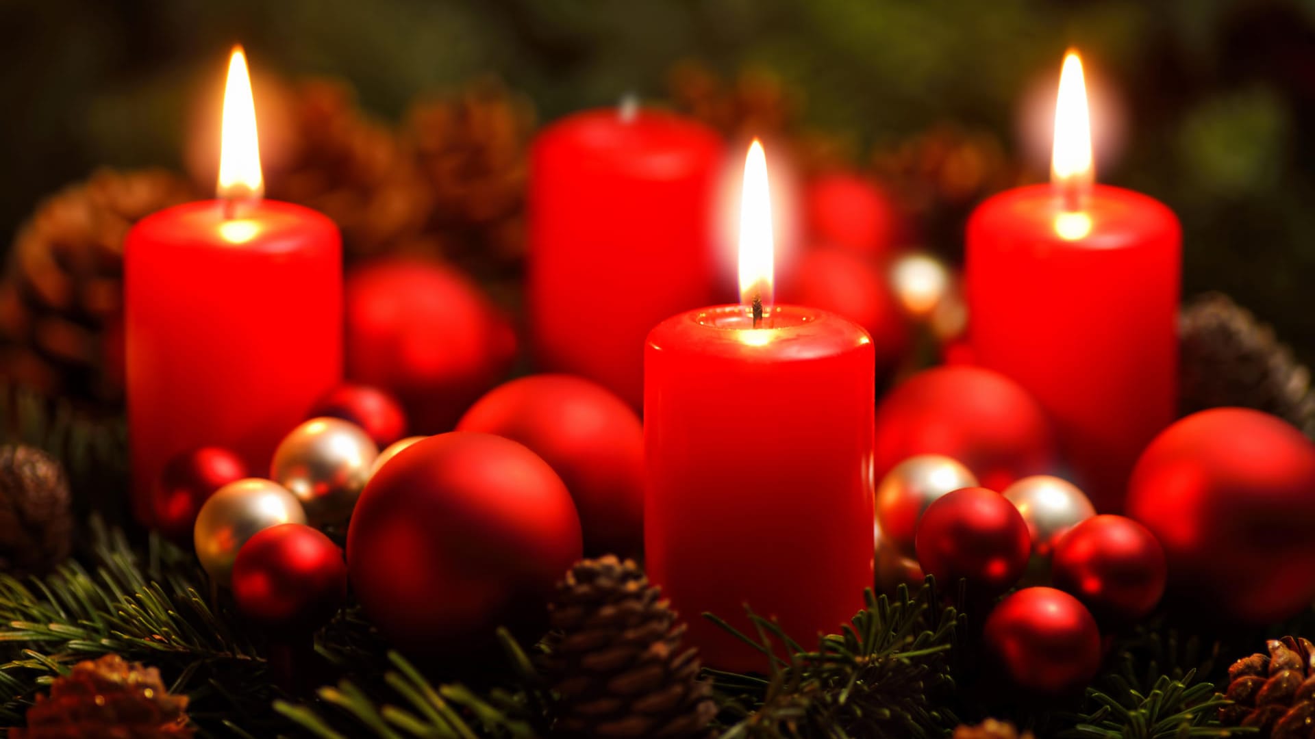 Advent wreath with 3 burning candles