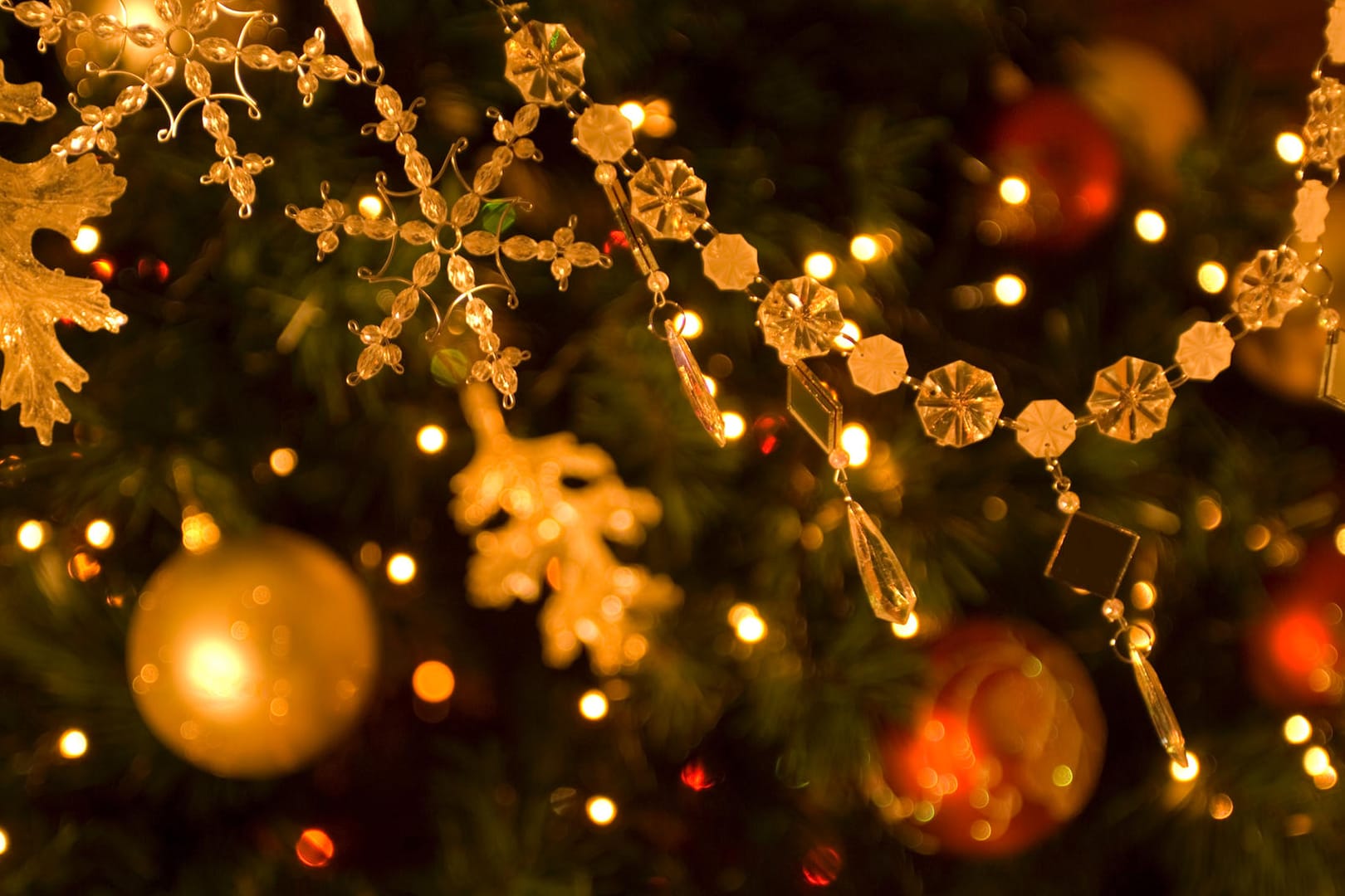 Ornaments on a Christmas tree