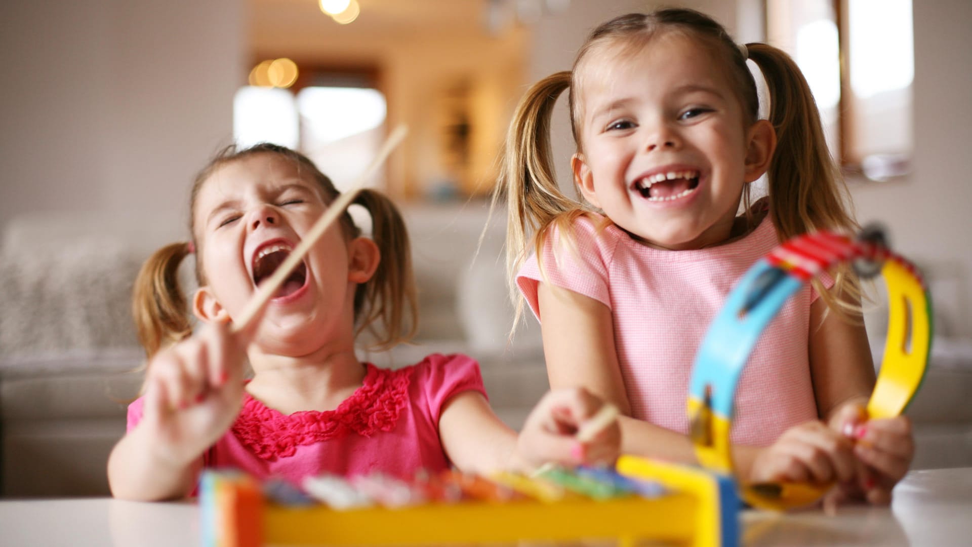 Two little girl at music school.