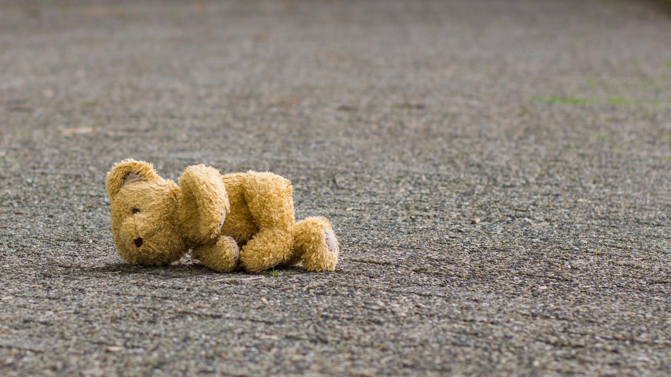 Teddy liegt auf der Straße