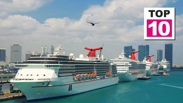 Carnival Ships im Hafen von Miami – dem größten Kreuzfahrtschiffhafen weltweit.