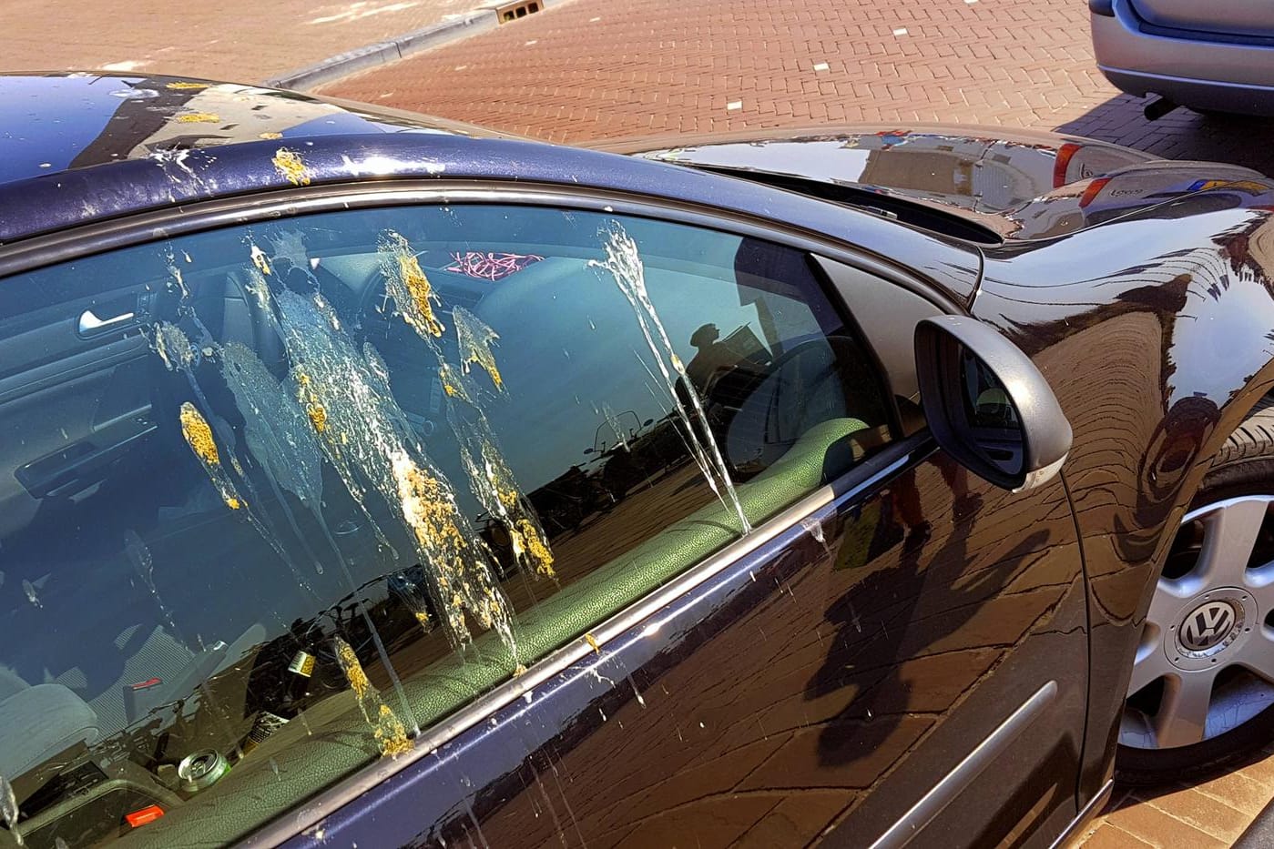 Vogelkot auf einem parkenden Auto