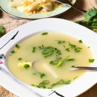 Spring asparagus soup with herbs.