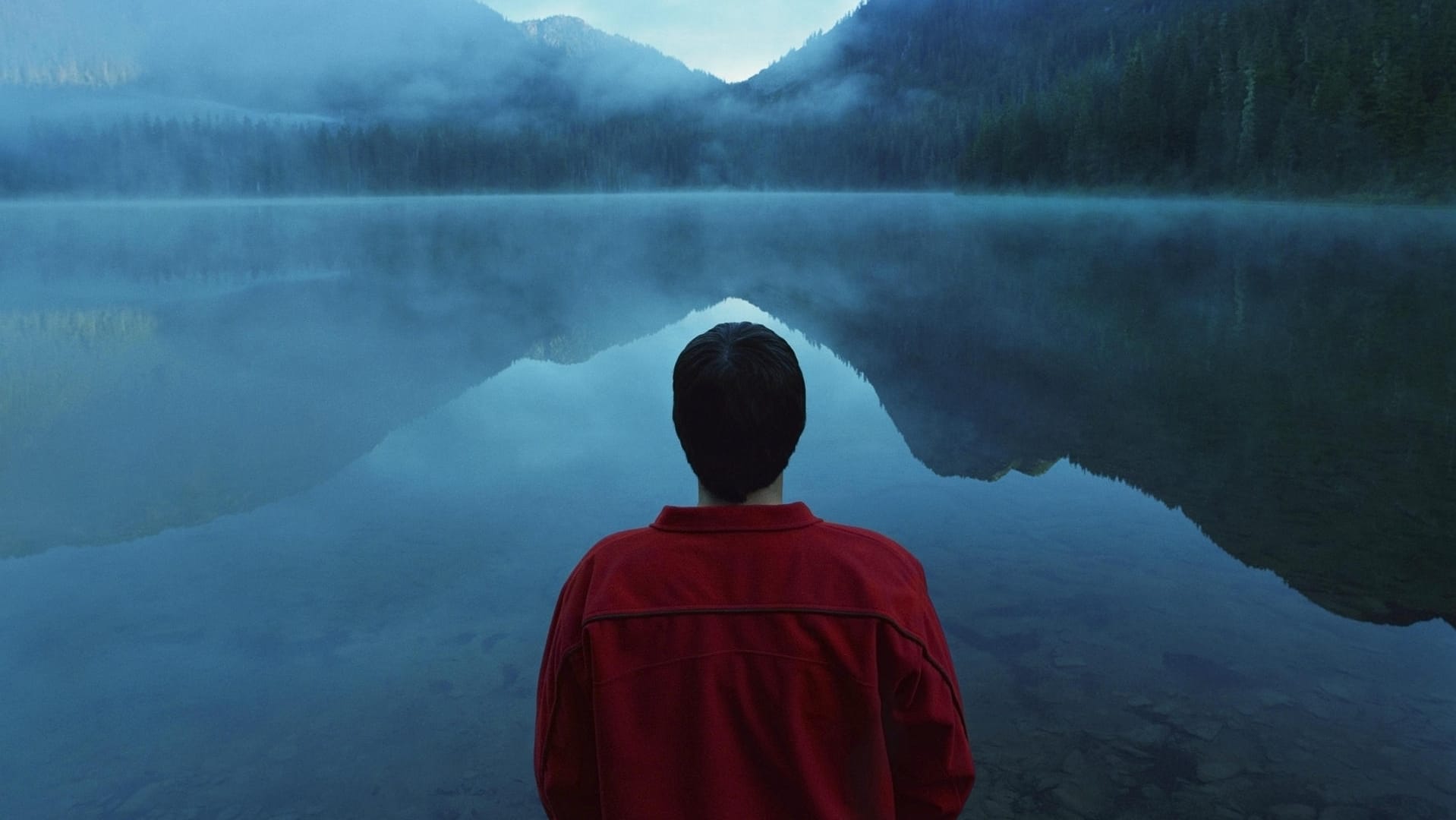 Ein Mann steht am Ufer eines Sees. Menschen mit Depressionen sind unfähig, Freude zu empfinden und fühlen sich leer.