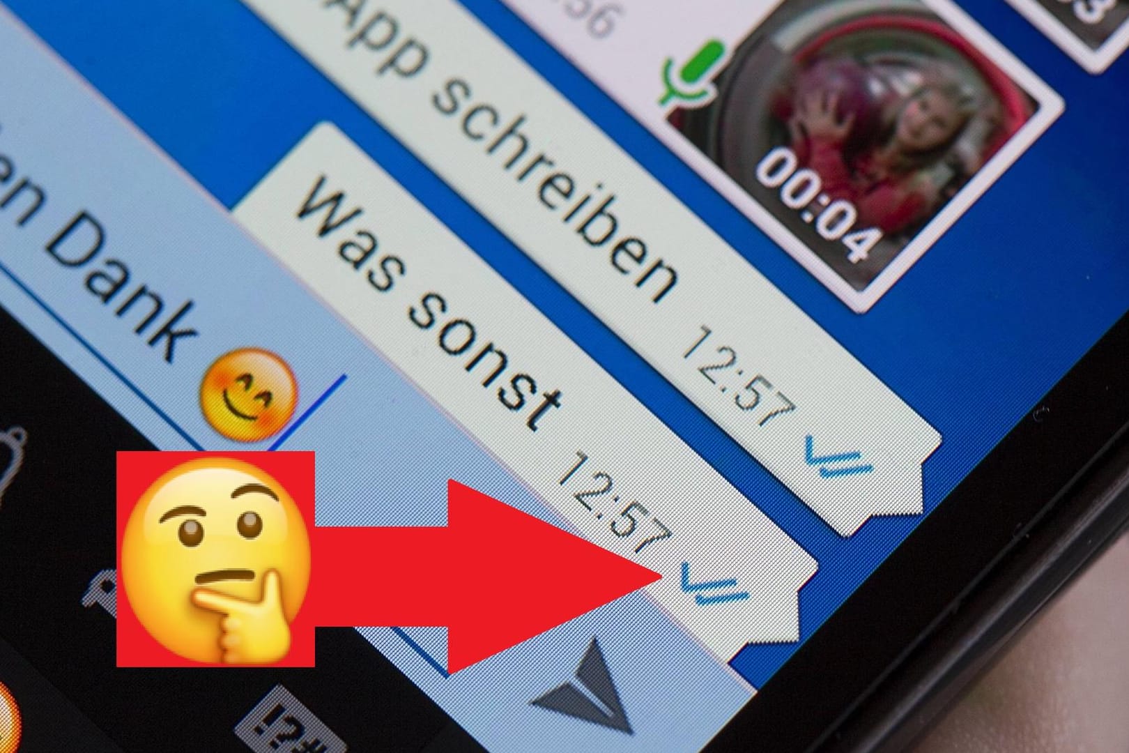 Blaue Haken bei WhatsApp: Die doppelten blauen Hacken bedeuten, dass die Nachricht gelesen wurde.