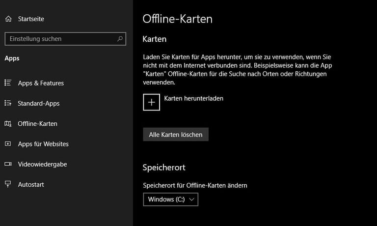 Die Karten-App von Windows 10 kann Kartendaten auf dem PC speichern. Das ist praktisch, etwa wenn Sie mit Ihrem Notebook auf Reisen sind und die mobile Internet-Verbindung entlasten möchten.