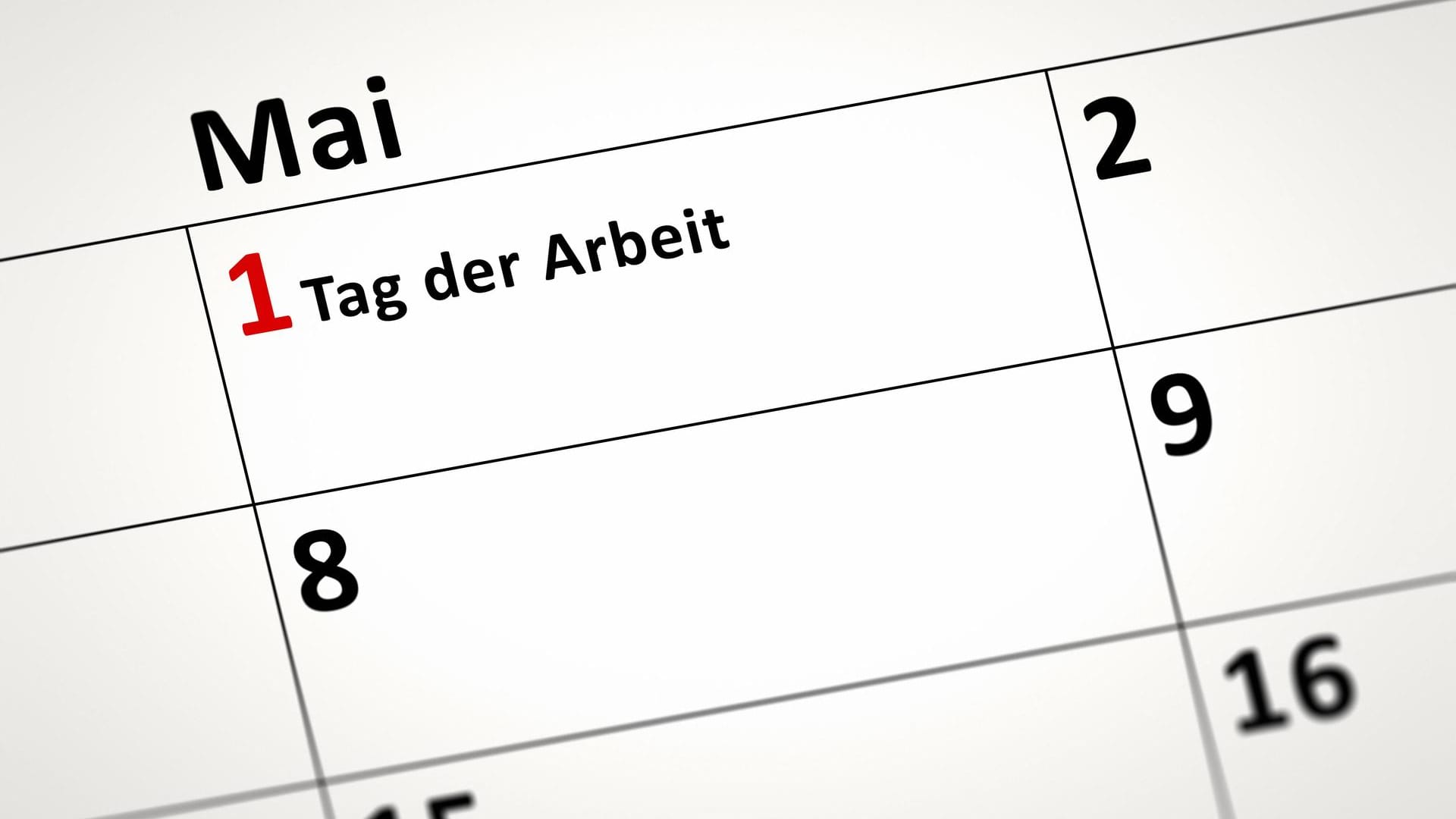 Kalenderblatt: Der 1. Mai fällt in diesem Jahr auf einen Samstag.