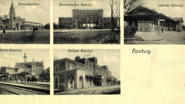 Die Vorgängerbahnhöfe des Hamburger Hauptbahnhofs: Von jedem der fünf Bahnhöfe wurden verschiedene Strecken angefahren.