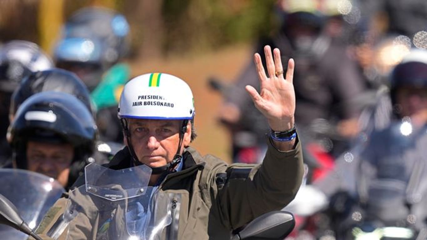 Präsident Jair Bolsonaro während der Motorrad-Rallye in Brasiliens Hauptstadt Brasília.
