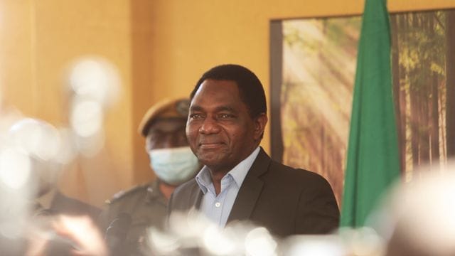 Am Ziel: Hakainde Hichilema hat die Präsidentschaftswahl in Sambia gewonnen. Am Ziel: Hakainde Hichilema hat die Präsidentschaftswahl in Sambia gewonnen.