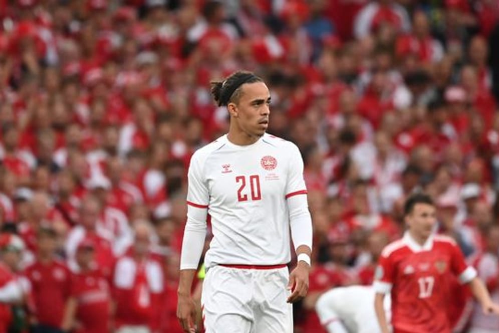 Dänemarks Yussuf Poulsen während des EM-Spiels gegen Russland.