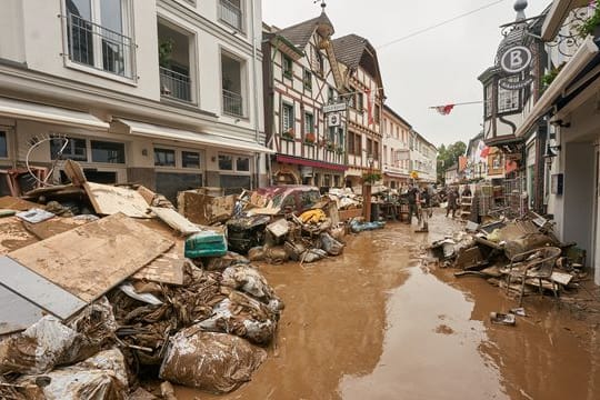 Unwetter lösten Mitte Juli in Rheinland-Pfalz und Nordrhein-Westfalen eine Hochwasserkatastrophe aus.