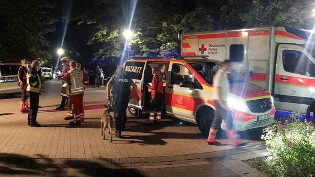 Rettungskräfte am Einsatzort im hessischen Groß-Gerau.