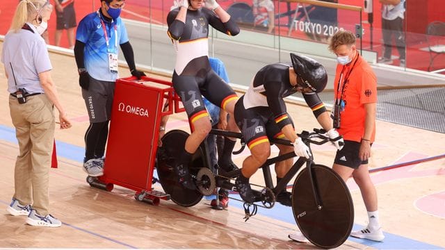 Robert Förstemann (vorne) und Kai Kruse belegten beim 1000 Meter Zeitfahren den vierten Platz.