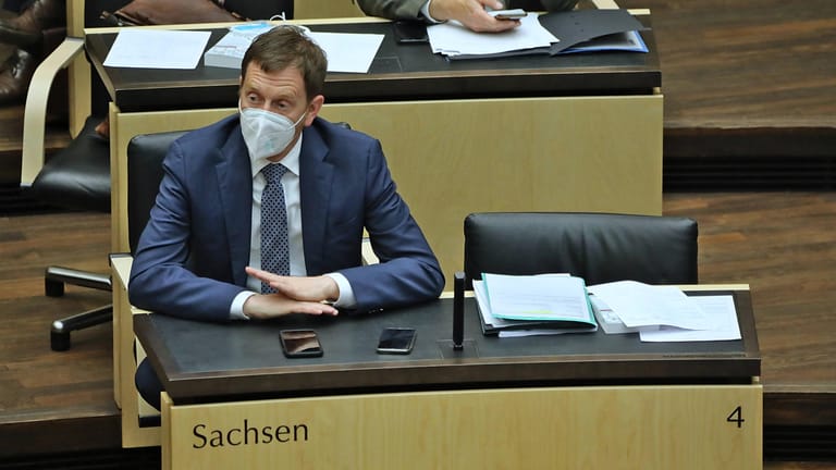 Sachsens Ministerpräsident Michael Kretschmer: Im Freistaat sind die Impfzahlen im Vergleich mit den anderen Bundesländern niedrig.